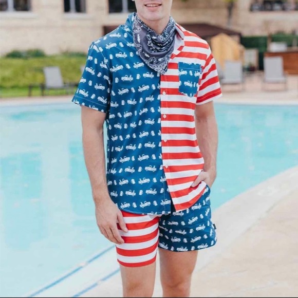 Simply Southern Americana Truck Beer Button Up Patriotic Shirt XL - Picture 1 of 7